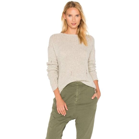 Nili Lotan Gray Cashmere Baxter Distressed Sweater Size XS - Picture 1 of 10